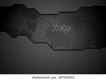 Black concept abstract hi-tech background. Dark grey vector design
