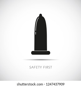 black condom black comdom safety first vector illustration