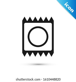 Black Condom in package icon isolated on white background. Safe love symbol. Contraceptive method for male.  Vector Illustration
