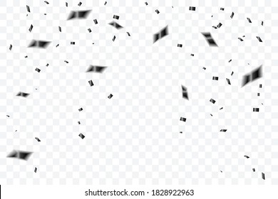 Black Confetti. Celebration Event & Birthday. Halloween Party Background. Vector Illustration