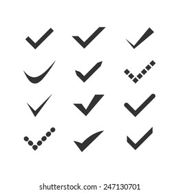 Black confirm icons set. Vector illustration.