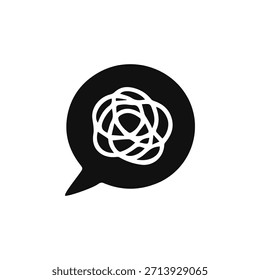Icono negro de la burbuja del discurso de los pensamientos confundidos. Vector.