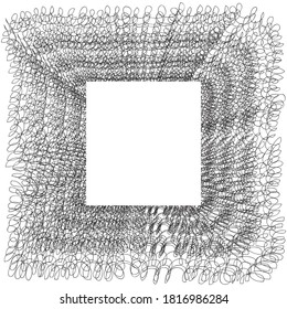 black confusing line frame with white copy space