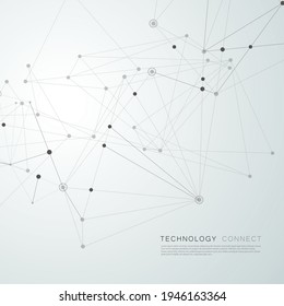 Black connect dot line connect on grey background. Abstract vector background. Technology concept design. Communication and social network concept. Futuristic technology