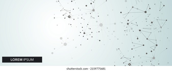 Schwarz verbindet Punkte und Linien auf weißem Hintergrund. Abstraktes Konzept für Vektortechnologie. Kommunikations- und Sozialnetzkonzeptionstechnologie