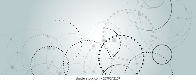 Black connect dotted circle in modern style on halftone background. Communication network. Abstract background banner. Modern vector illustration