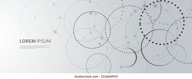 Círculo de puntos de conexión negro de estilo moderno en medio tono de fondo. Red de comunicación. Pancarta de fondo abstracta. Ilustración vectorial moderna