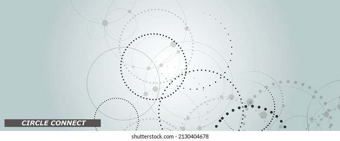 Black connect dotted circle in modern style on halftone background. Communication network. Abstract background banner. Modern vector illustration