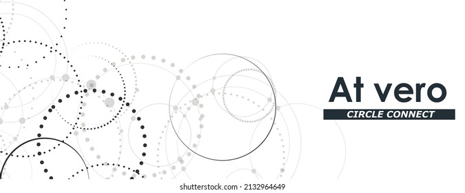 Black connect dotted circle in modern style on halftone background. Communication network. Abstract background banner. Modern vector illustration