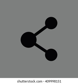 Black connection vector icon. Gray background