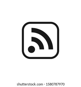 Black connection wireless design vector. Rss feed business icon