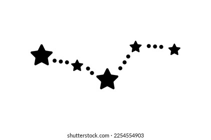 Black constellation vector illustration. Simple celestial sign with dots and stars