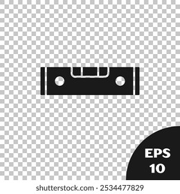 Black Construction bubble level icon isolated on transparent background. Waterpas, measuring instrument, measuring equipment.  Vector