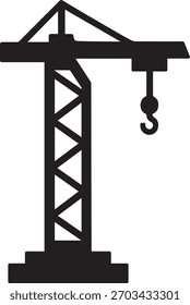 Vector negro de la silueta de la grúa de la construcción en fondo transparente