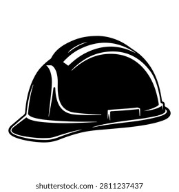 A black construction helmet used for safety and protection in construction and industrial environments.