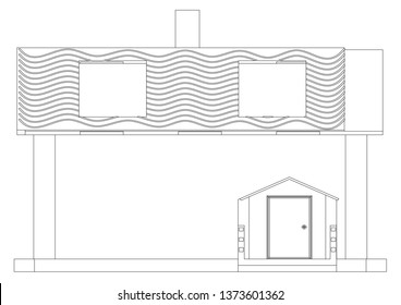 Black construction of house in the white background
