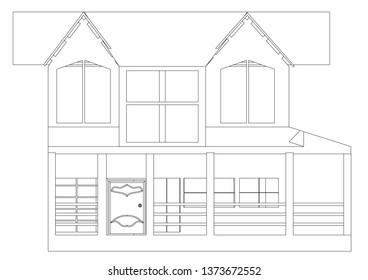 Black construction of house in the white background