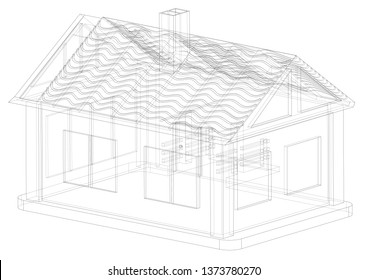 Black construction of house in the white background