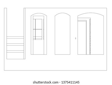 Black construction of house in the white background