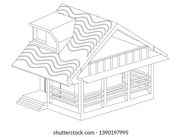 Black construction of house in the white background