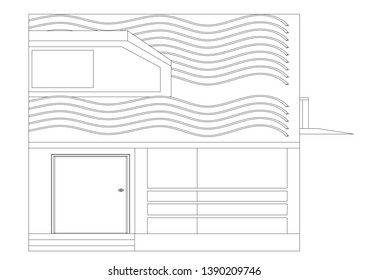 Black construction of house in the white background