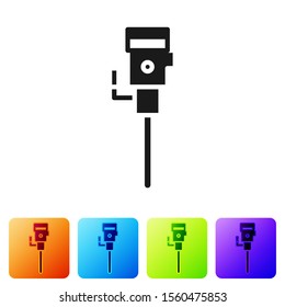 Black Construction jackhammer icon isolated on white background. Set icons in color square buttons. Vector Illustration