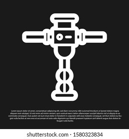 Black Construction jackhammer icon isolated on black background.  Vector Illustration