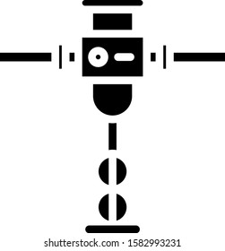 Black Construction jackhammer icon isolated on white background.  Vector Illustration