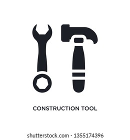black construction tool isolated vector icon. simple element illustration from industry concept vector icons. construction tool editable logo symbol design on white background. can be use for web