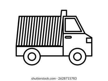 Black construction truck icon on white background