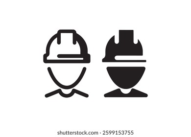 Black construction worker icon set isolated Vector