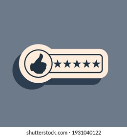 Black Consumer or customer product rating icon isolated on grey background. Long shadow style. Vector Illustration