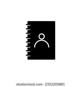 Black contact book icon isolated on white background