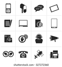 Black Contact and communication icons - vector icon set