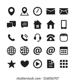 Black Contact Mobile Icon Set