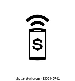 Black Contactless payment icon isolated on white background. Mobile wallet technology, nfc, wireless payment with smartphone. Vector Illustration