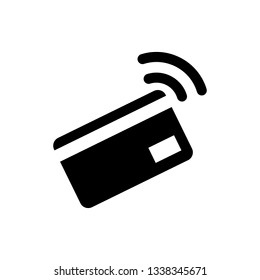 Black Contactless payment with nfc card icon isolated on white background. Card with radio wave sign. Credit card payment. Vector Illustration