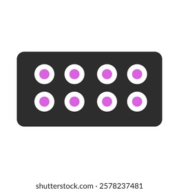 Black container with pink and white circular dots
