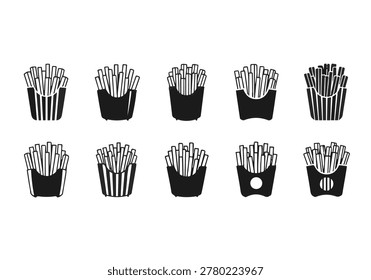 Black containers filled with fries