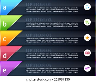 Black Content Layers and Multicolored Title Style Infographics Template 