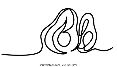 Black continuous line art abstract design on white background showcasing elegant and fluid shapes ideal for modern decor and design projects. Line art editable continuous concept.