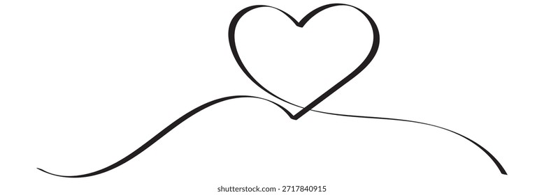 Símbolo de amor de corazón de línea continua negra. Línea continua roja elegante que forma corazones, que simboliza el amor, el romance, la conexión y el vínculo emocional sobre fondo blanco limpio.
