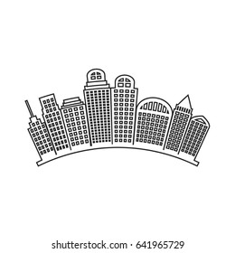 black contour city landscape with buildings skyscraper curved vector illustration
