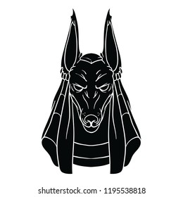 Black contour drawing of anubis on white background