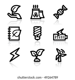 Black contour ecology set 5 web icons V2