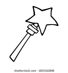 The black contour of the fairy wand is hand-drawn in a doodle style. 