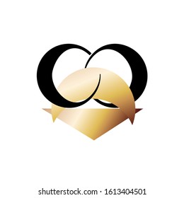 Black contour and gold line art sacral geometry gradient alchemy symbol icon in modern style. Can be used for fluent design poster, electronic music technology cover, flyer, logo, t-shirt print.
