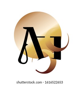 Black contour and gold line art sacral geometry gradient alchemy symbol icon in modern style. Can be used for fluent design poster, electronic music technology cover, flyer, logo, t-shirt print.