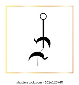 Black contour and gold line art sacral geometry gradient alchemy symbol icon in modern style. Can be used for fluent design poster, electronic music technology cover, flyer, logo, t-shirt print.