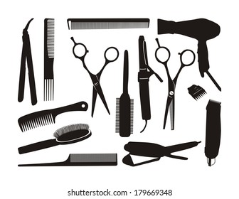 black contour hairstyling tools
